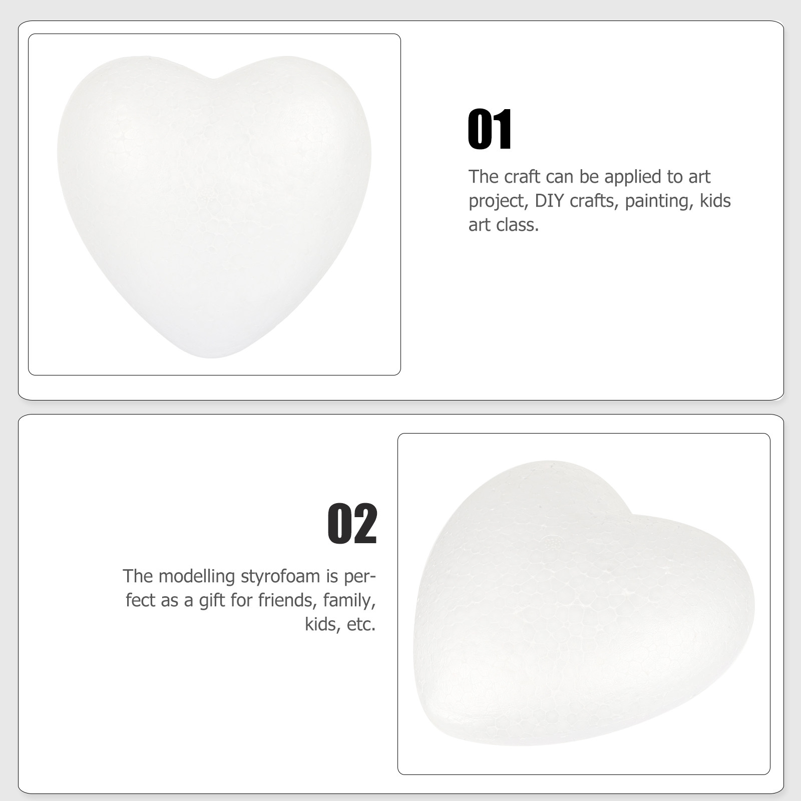 Art And Craft Valentine - Heart-Shaped Polystyrene Craft Hearts White 15Cm