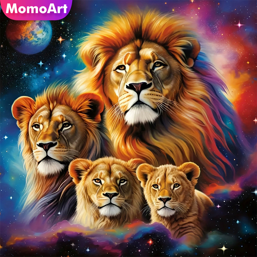 Art Craft Lion - Momoart Diamond Painting Lions Animal Picture