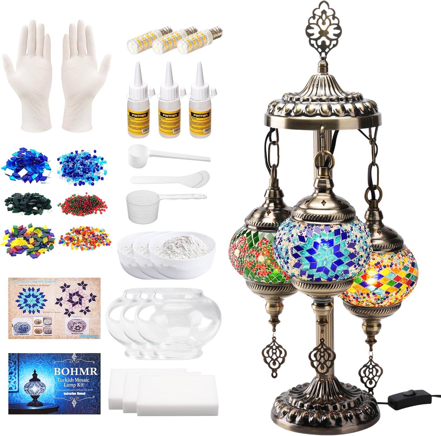Art Craft Adult - DIY 3 Globe Turkish Mosaic Lamp