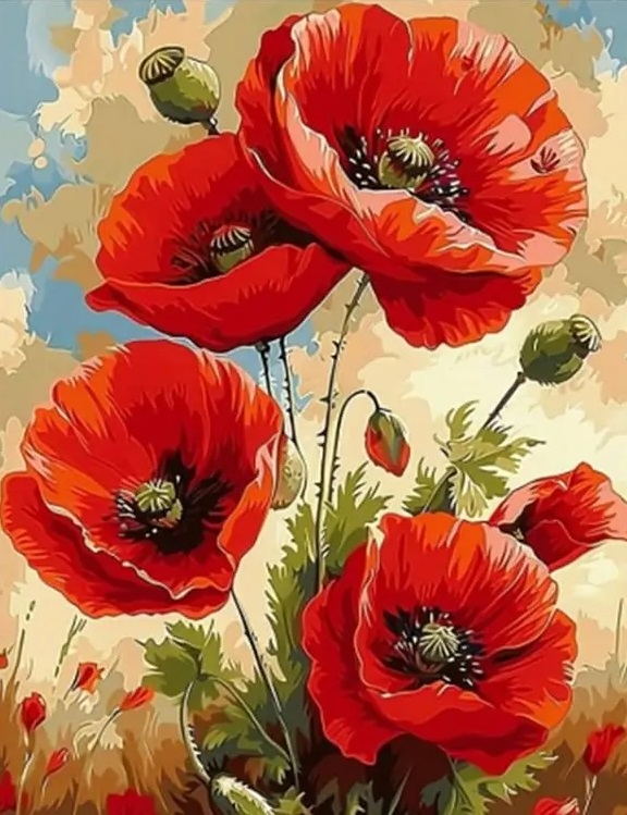 Unique Art Craft - Diamond Painting New Poppy Flower Unique