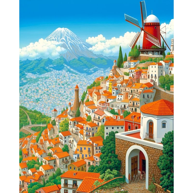 Art Craft Room Ideas - CHENISTORY Paint By Numbers Hillside Town