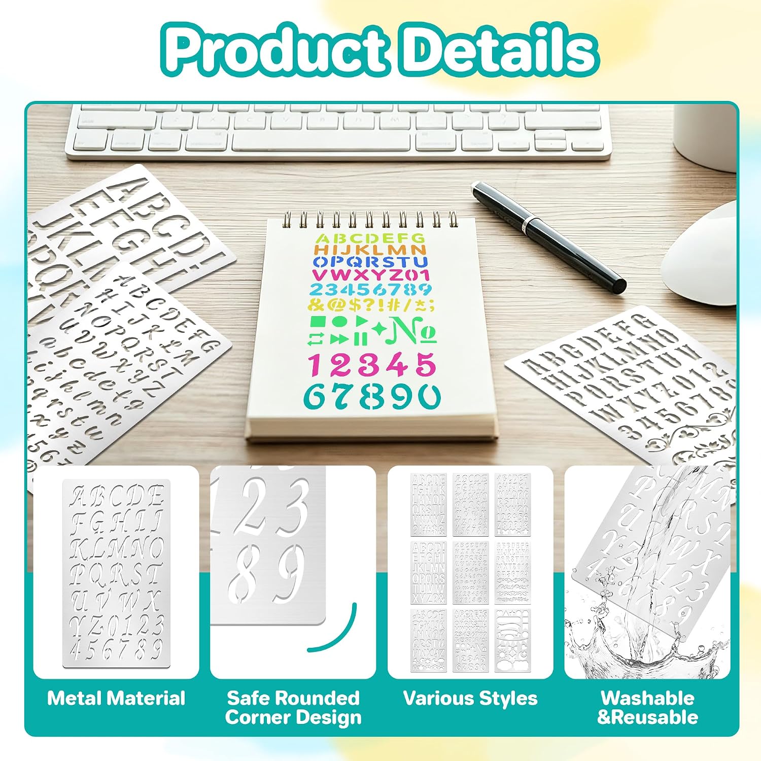 9Pcs Metal Letter Number Stenc - Art Craft Letter A ulasan dan harga