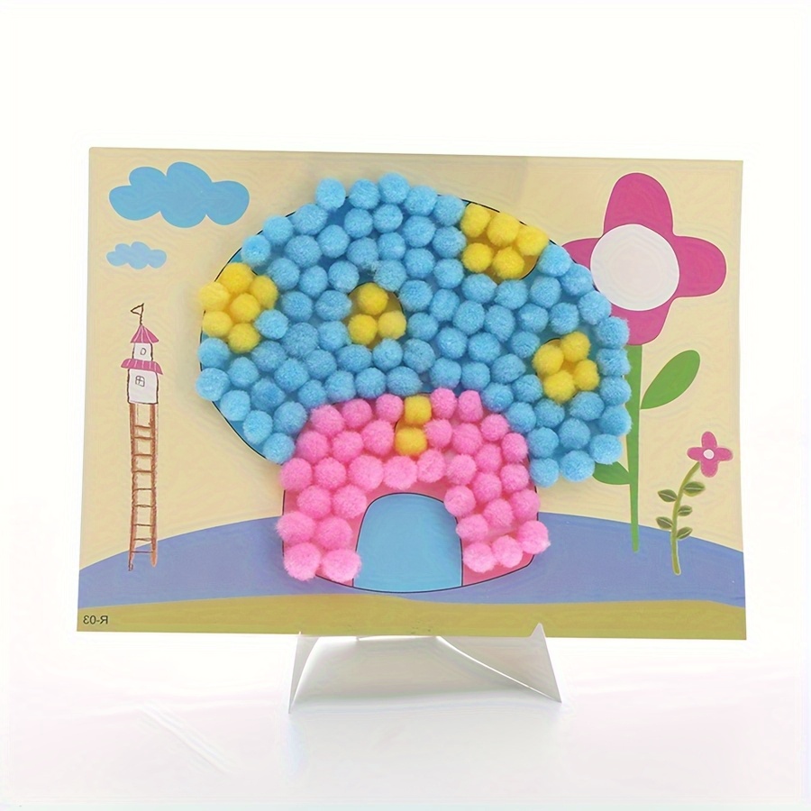 2pcs 16x21cm Colorful Pom-Pom  - Unique Art Craft ulasan dan harga
