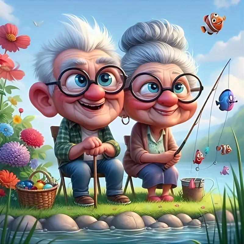 Grandparents Fishing Diamond P - Art Craft Adult ulasan dan harga