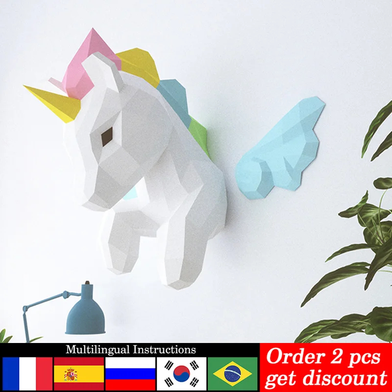 Rainbow Unicorn Animal Wall De - Art Craft Cardboard ulasan dan harga