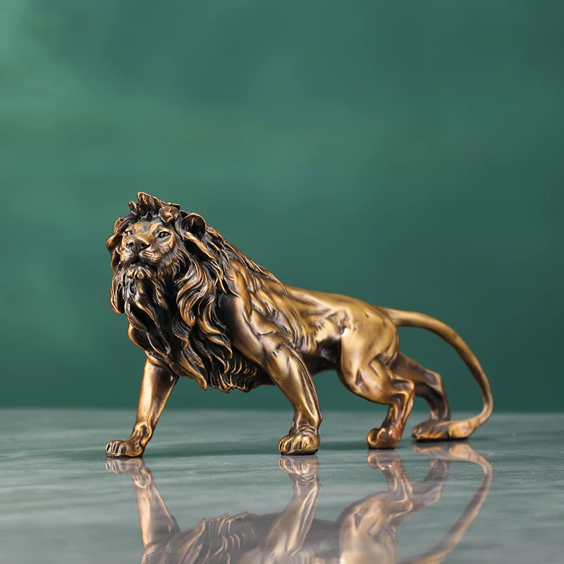 Copper Lion Sculpture Ornament - Art Craft Lion ulasan dan harga