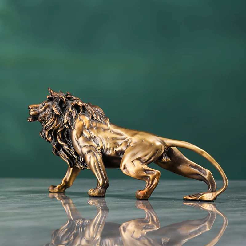 Copper Lion Sculpture Ornament - Art Craft Lion ulasan dan harga