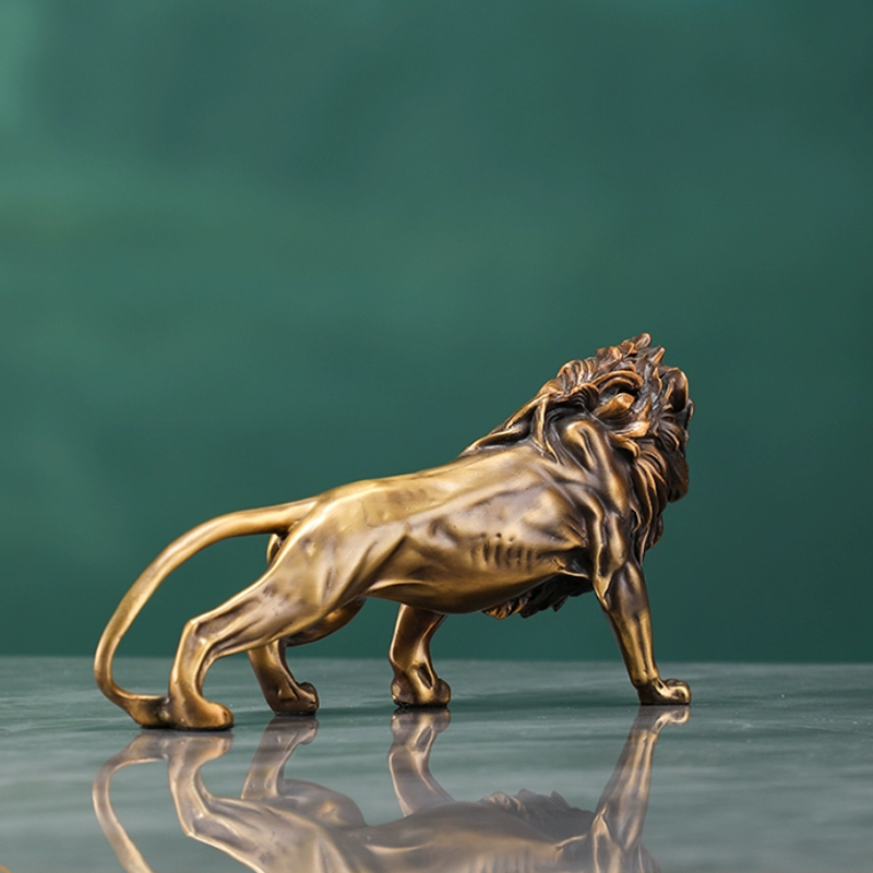 Copper Lion Sculpture Ornament - Art Craft Lion ulasan dan harga