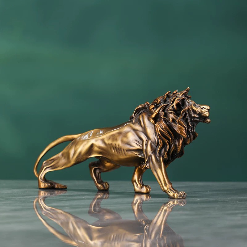 Copper Lion Sculpture Ornament - Art Craft Lion ulasan dan harga